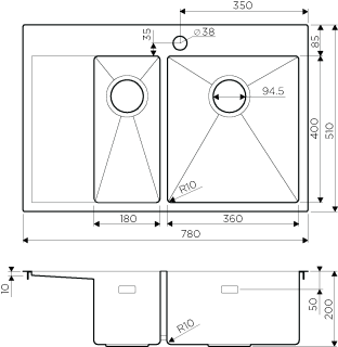 Мойка кухонная Omoikiri Akisame 78-2-LG-R нерж.сталь/светлое золото